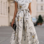 Floral Tie Waist Midi Dress
