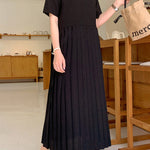 Urban Ruffled Split-Joint High Waisted Short Sleeves Midi Dress