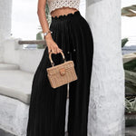 High Waist Casual Pants Drape Pleated Wide Leg Trousers