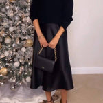 High-neck loose knit sweater
