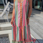 Sexy Vacation Geometric Print Backless V Neck Sling Dress Dresses
