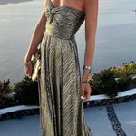 Shimmer Please Off Shoulder Maxi Party Dress