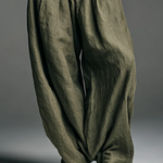 Women's Fashion Cotton And Linen Blended Long Sleeve Shirt Wide Leg Pants Two-Piece Set