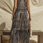 Sleeveless Stripe Maxi Tiered Dress
