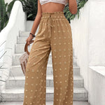 High Waist Jacquard Wide Leg Pants Casual Trousers
