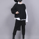 Black Empire False Two Asymmetric 9 Points Culottes Pants