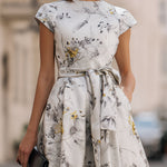 Floral Tie Waist Midi Dress