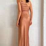 One Shoulder High Slit Ruched Evening Gown Cami Maxi Dress