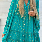V-neck casual fashion printed patchwork dress
