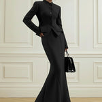 Elasticated Waist Irregularity Buttoned Solid Color Stand Collar Blouses&Shirts Tops