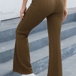 Solid striped skinny bootcut high-waisted athleisure trousers