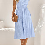Sweet Elegant Solid V Neck A Line Short Sleeve Dress