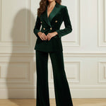 Long Sleeves Buttoned Contrast Color Pockets Split-Joint Notched Collar Blazer Outerwear