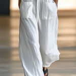 Loose Sleeveless Solid Color Split-Joint Round-Neck Jumpsuits