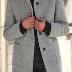 Retro Solid Color Button Stand Collar Wool Jacket