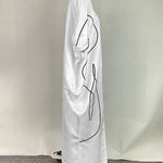 Half Sleeves Loose Elasticity Printed Split-Front Stand Collar Maxi Dresses