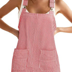 Women's Summer Adjustable Strap Striped Overall Dress