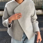 Minimalism and Structure Faux Wool Lapel Long Sleeve Loose Jacket
