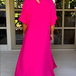 Classy Plain Half Sleeve Midi Dress