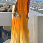Loose Gradient Split-Joint One-Shoulder Maxi Dresses