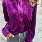 Women's Fashion Gold Velvet Lapel Shirt