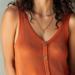 Boho Lightweight Burnt Orange Button-Front Mesh Knit Tank