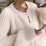 Loose Solid Color Long Sleeve Cardigan Sweater
