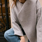 Minimalism and Structure Faux Wool Lapel Long Sleeve Loose Jacket