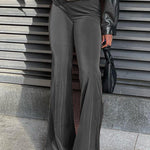 Solid color velvet elastic high waist slim casual bootcut pants for women fashion pants