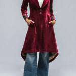 Vintage Velvet Long Loose Pocket Slit Coat
