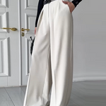 High Waisted Loose Pleated Solid Color Split-Joint Suit Pants Trousers
