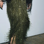 Party Crasher Layered Sequined Tassels High Rise Back Zipper Midi Skirt