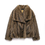 Large lapel faux fur loose short coat