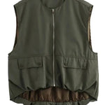 Fashionable Loose Sleeveless Pocket Casual Vest