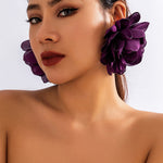 Solid Color Three-Dimensional Flower Drop Earrings