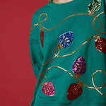 Christmas Lights Sequin Slit Pullover Sweatshirt