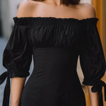 Off-Shoulder Tie-Sleeve Mini Dress