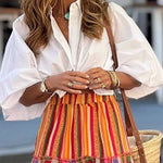 Loose Mid-length Sleeve Bow White Shirt