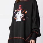 Halloween Ghost Sequined Sweatshirt Embroidered Casual Top