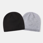 2 Pieces Solid Color Outdoor Cycling Warm Knit Beanie Hat
