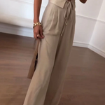 Commuter All-Match String Top & Pants Two-Piece Set