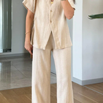 Casual V-Neck Short Sleeves & Pants Two-Piece Set