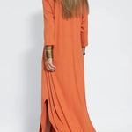 Women Casual V Neck Solid Color Maxi Dress