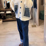 Unique Denim Patchwork Pockets Cardigan