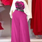 High Waisted Loose Pockets Solid Color Pants Trousers