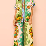 Fashion personality printed short-sleeved holiday leisure loose drawstring suit