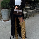 Warm Harvest Knit Button Detail Belted Duster Maxi Cardigan