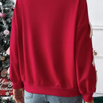 Fiery Red Sweet Bowknot Round Neck Sweatshirt