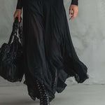 Retro Sheer Sleeves Maxi Dress