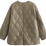 Solid Color Loose Round Neck Quilted Jacket